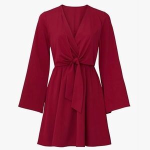 Elegant Red Long Sleeve Dress